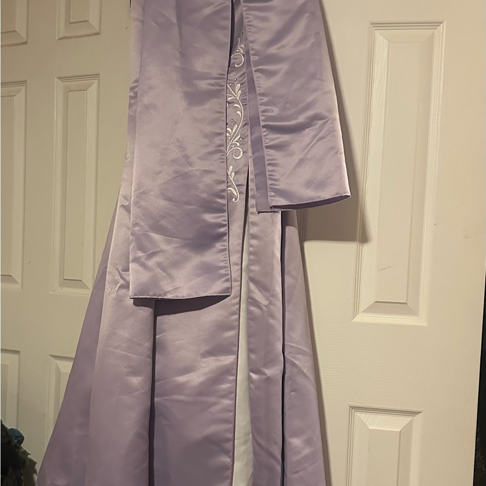 Elegant Lavender Satin Gown